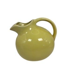Hall China Vintage Yellow Ball Pitcher Art Deco Ceramic Water Jug Made in USA